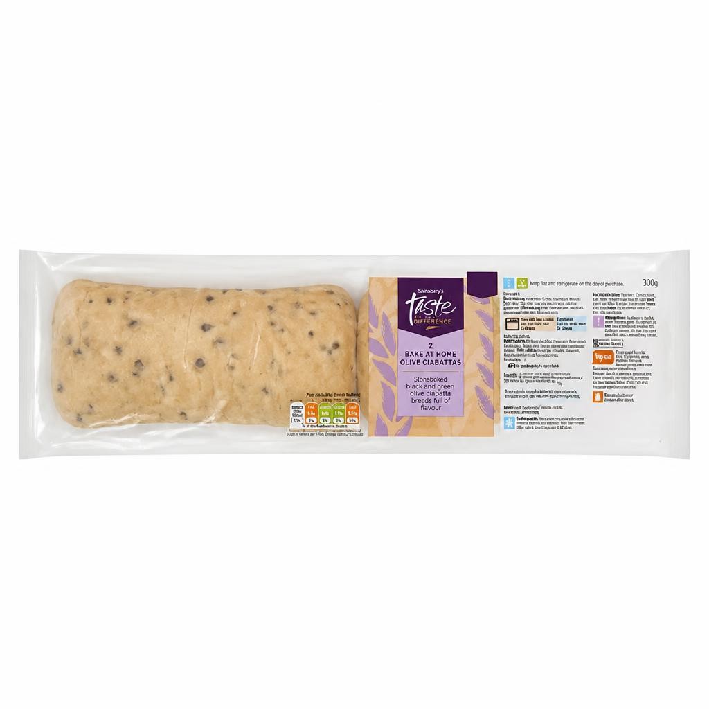 Sainsbury's Taste the Difference 2 Bake at Home Olive Ciabattas 300g