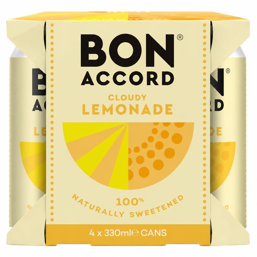 Bon Accord Cloudy Lemonade Soft Drinks 4 x 330ml
