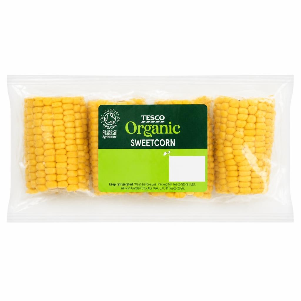 Tesco Organic Sweetcorn Cobettes 4 Pack