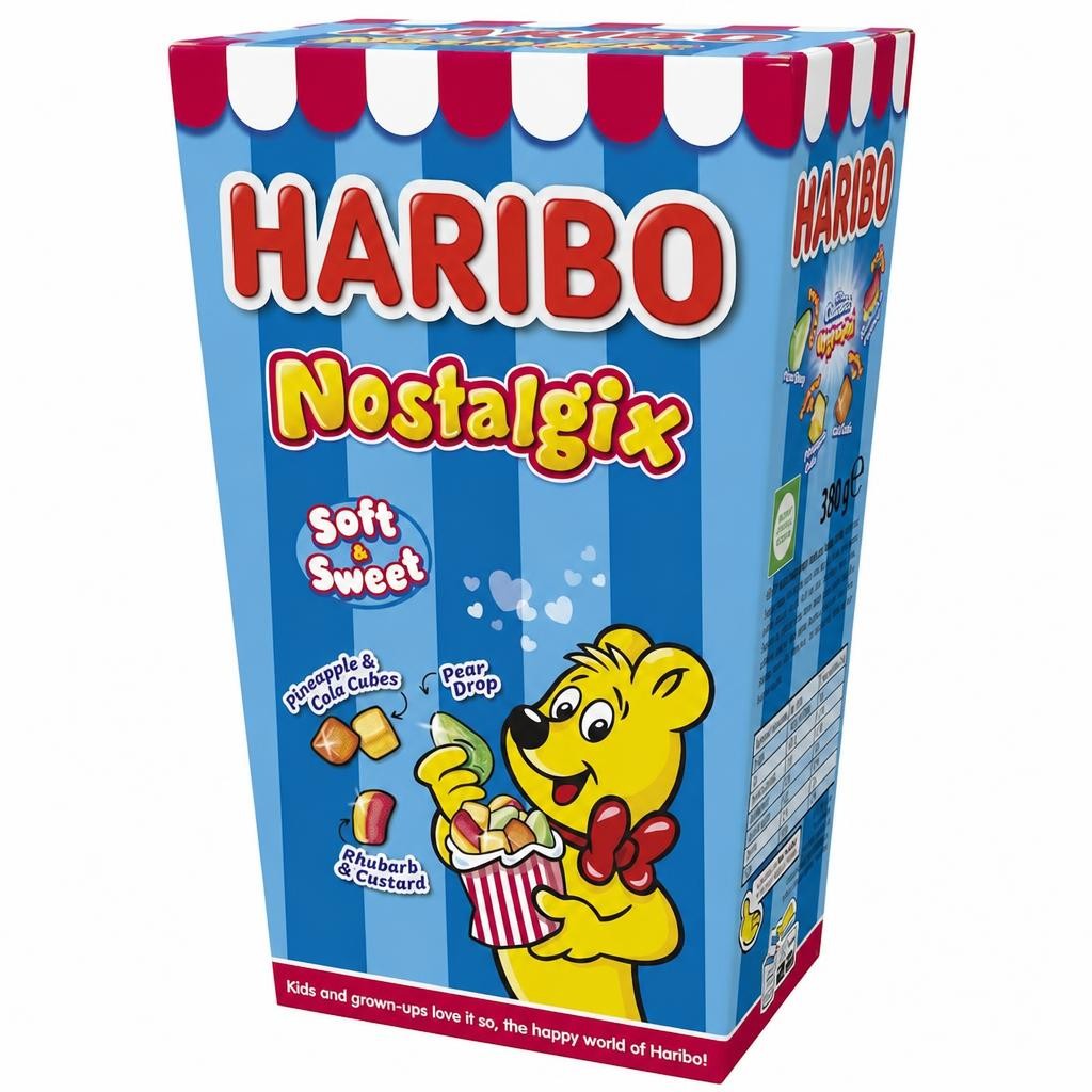 HARIBO Nostalgix Soft & Sweet Fruit and Cola Flavour Gums Gift Box 380g