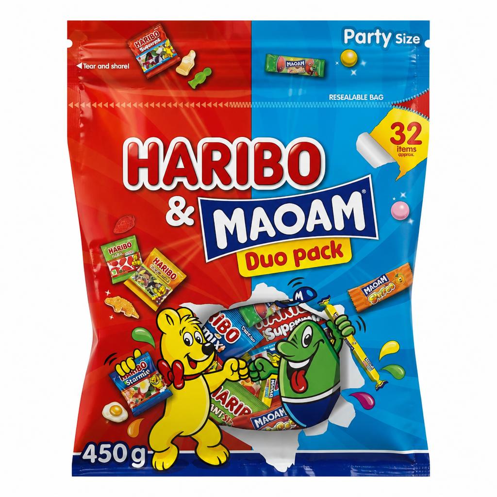 Haribo And Maoam Duo Pack Chewy And Gum Sweets 450G