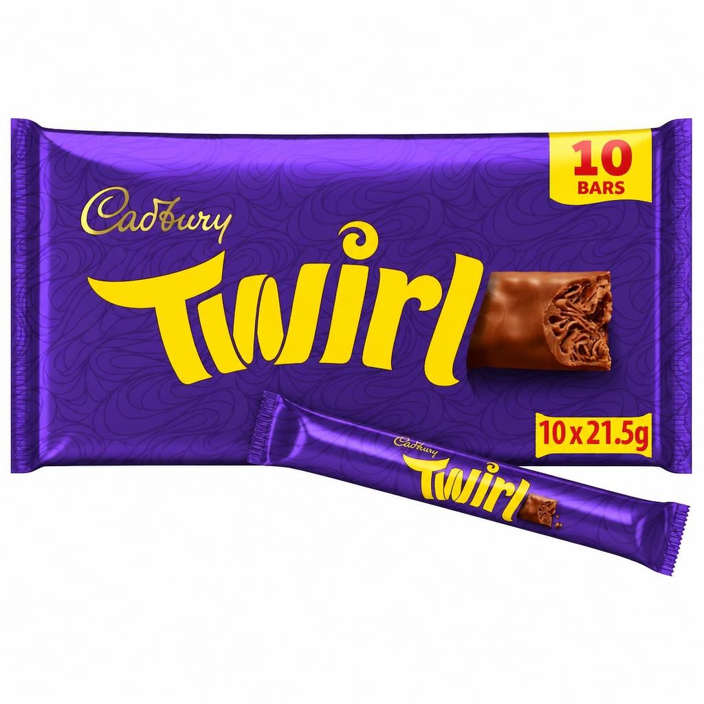Cadbury Twirl Chocolate Bar 10 Pack Multipack 215g