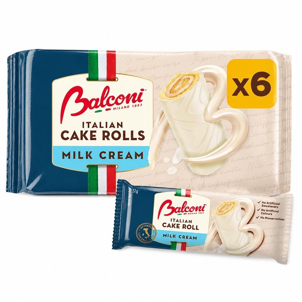 Balconi Italian Cake Rolls Milk Cream 6x37g
