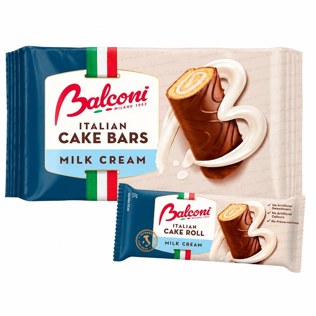 Balconi 10 Italian Cake Rolls Milk Cream 37G