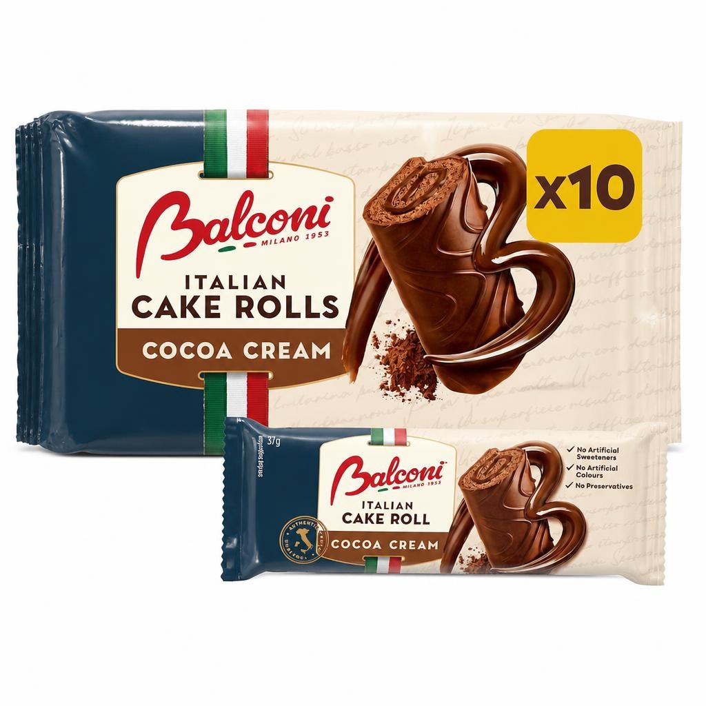 Balconi Italian Cake Rolls Cocoa Cream 10 x 37g