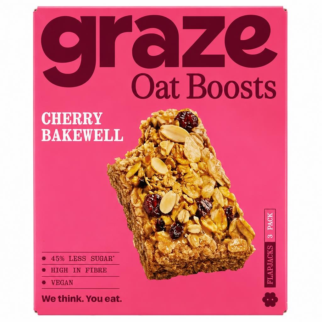 Graze Oat Boosts 3 x 40g Cherry Bakewell Flapjacks