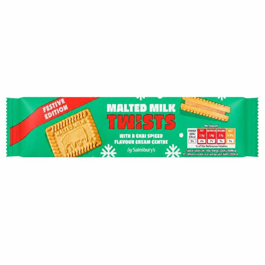 Sainsbury's 150g Malted Milk Twists Biscuits, Festive Edition