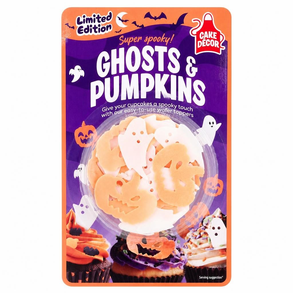 Cake Decor Ghosts & Pumpkins Wafers 4g