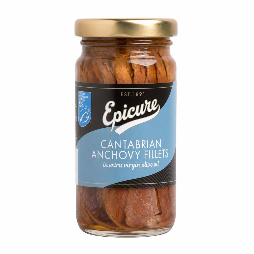 Epicure Cantabrian Anchovy Fillets in Extra Virgin Olive Oil (100g)
