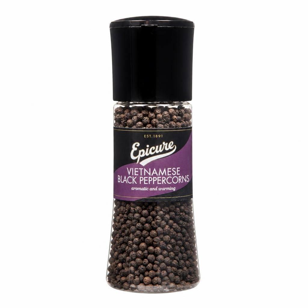Epicure Vietnamese Black Peppercorns in Large Grinder (145g)