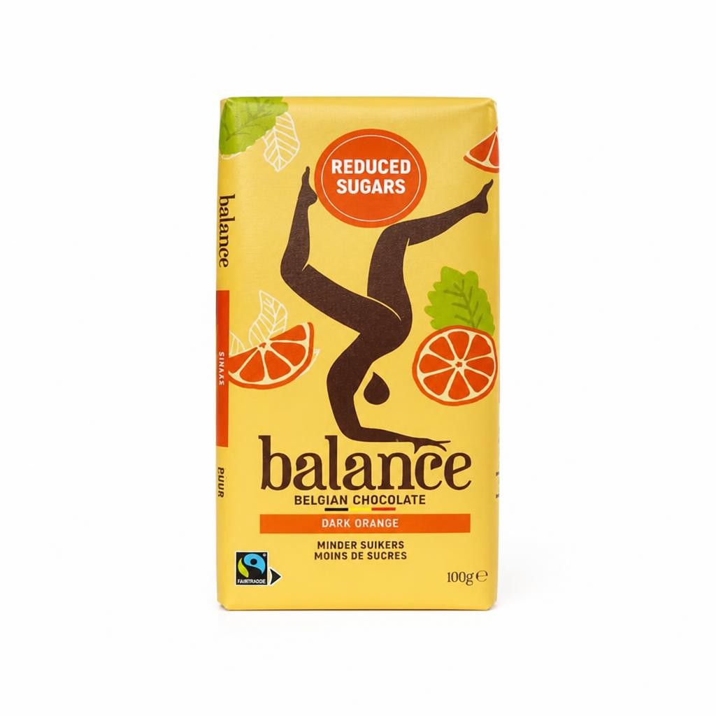 Balance No Added Sugar Belgian Diabetic Chocolate Bar – Dark Orange 100g