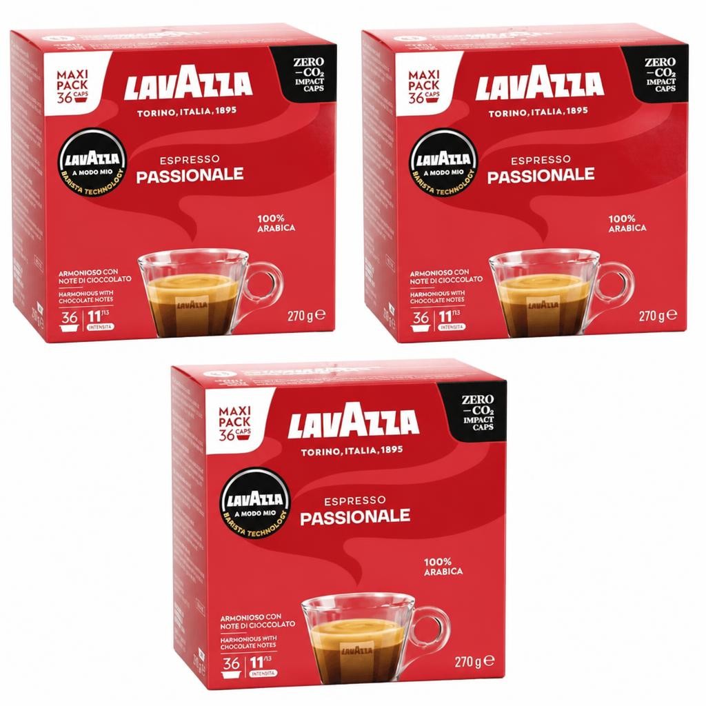 Lavazza Modo Mio Passionale Coffee Capsules Maxi Pack x36 (Pack of 3, Total 108 Pods)