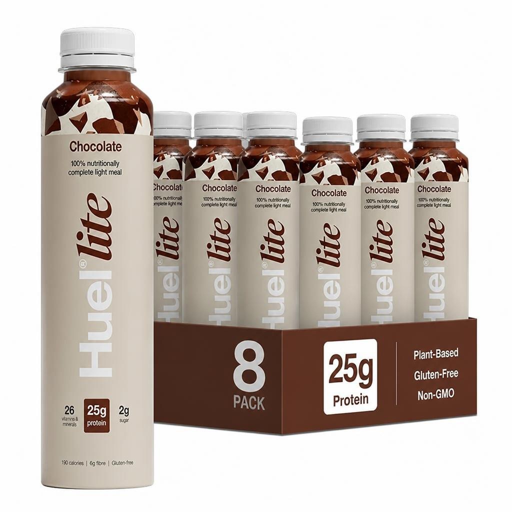 Huel Ready-to-Drink Meal, LITE Chocolate Protein Drink, 500ml Bottles (Pack of 8) - Protein Shakes, Pre-Portioned Meal, 25g of Protein per Bottle