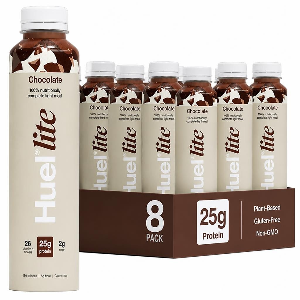 Huel Ready-to-Drink Meal, LITE Chocolate Protein Drink, 500ml Bottles (Pack of 8) - Protein Shakes, Pre-Portioned Meal, 25g of Protein per Bottle