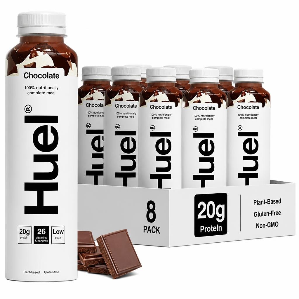 Huel Ready-to-Drink Meal, Chocolate Protein Drink, 500ml Bottles (Pack of 8) - Protein Shakes, Pre-Portioned Meal, 20g of Protein per Bottle
