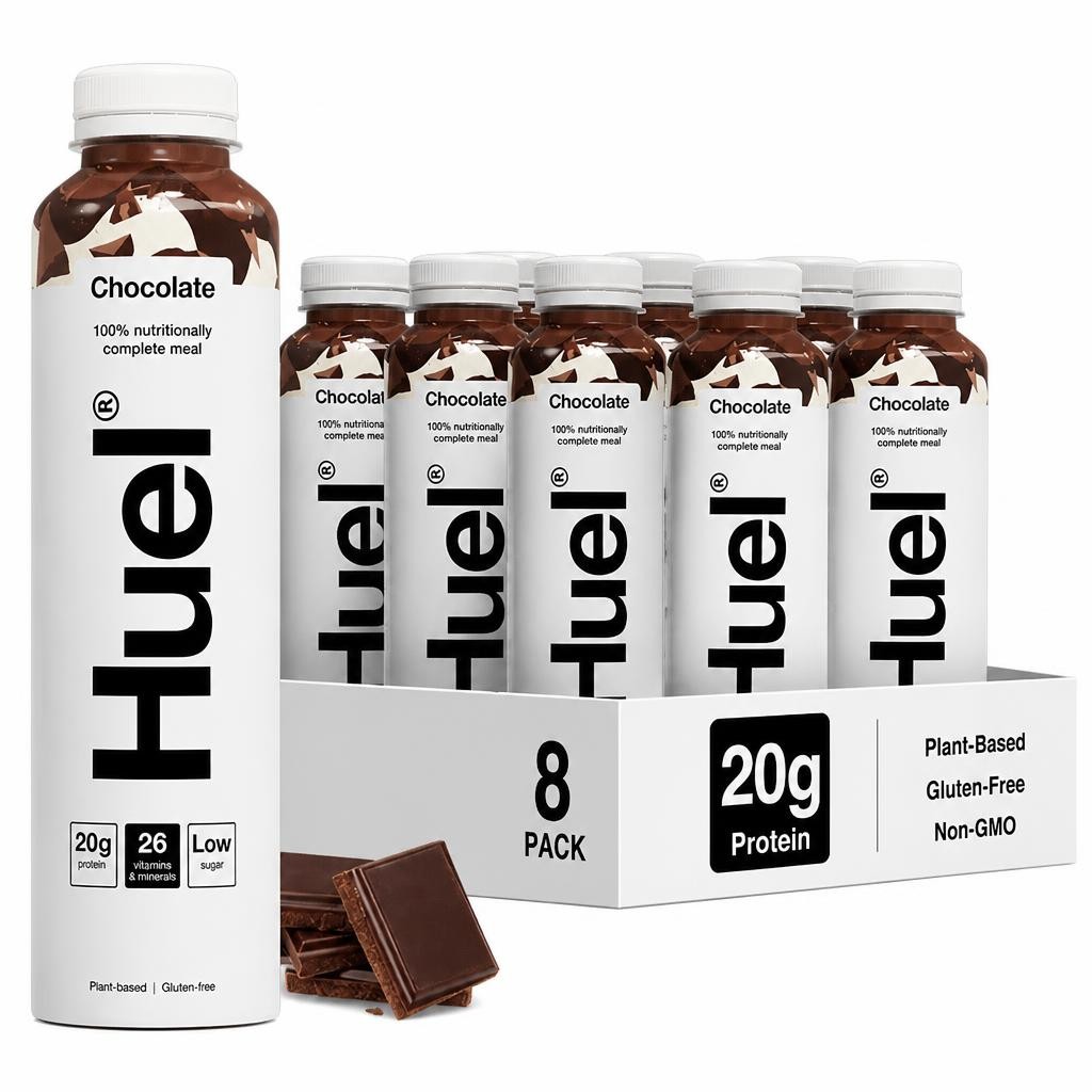 Huel Ready-to-Drink Meal, Chocolate Protein Drink, 500ml Bottles (Pack of 8) - Protein Shakes, Pre-Portioned Meal, 20g of Protein per Bottle