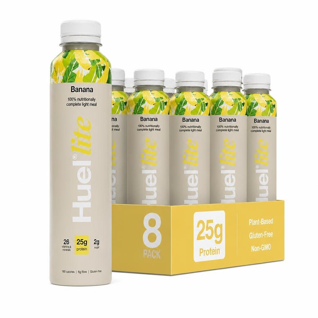 Huel Ready-to-Drink Meal, LITE Banana Protein Drink, 500ml Bottles (Pack of 8) - Protein Shakes, Pre-Portioned Meal, 25g of Protein per Bottle