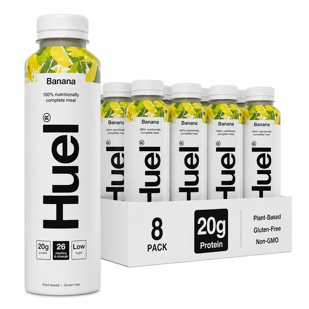 Huel Ready-to-Drink Meal, Banana Protein Drink, 500ml Bottles (Pack of 8) - Protein Shakes, Pre-Portioned Meal, 20g of Protein per Bottle