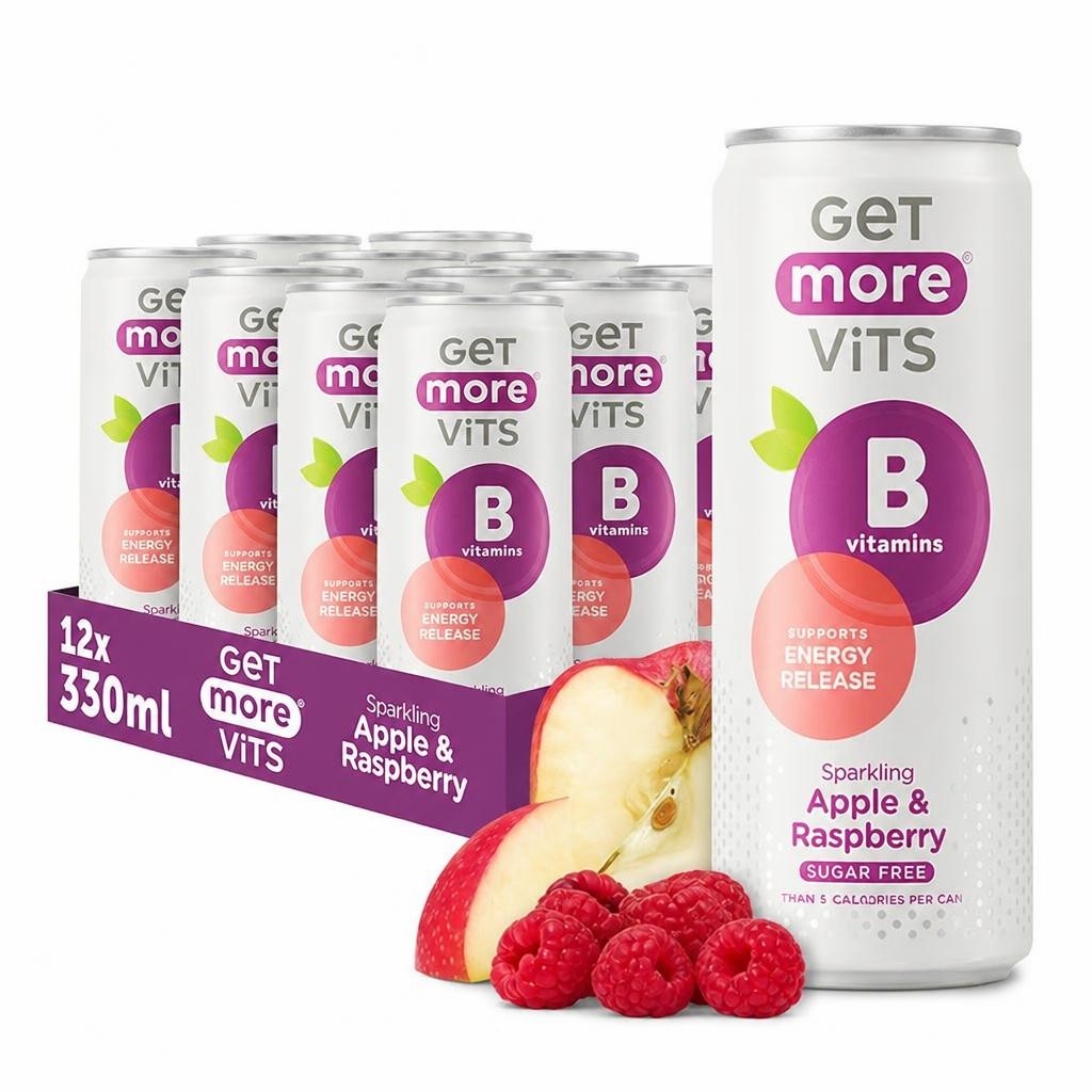 Get More B Vitamins Sparkling Apple & Raspberry 12x330ml