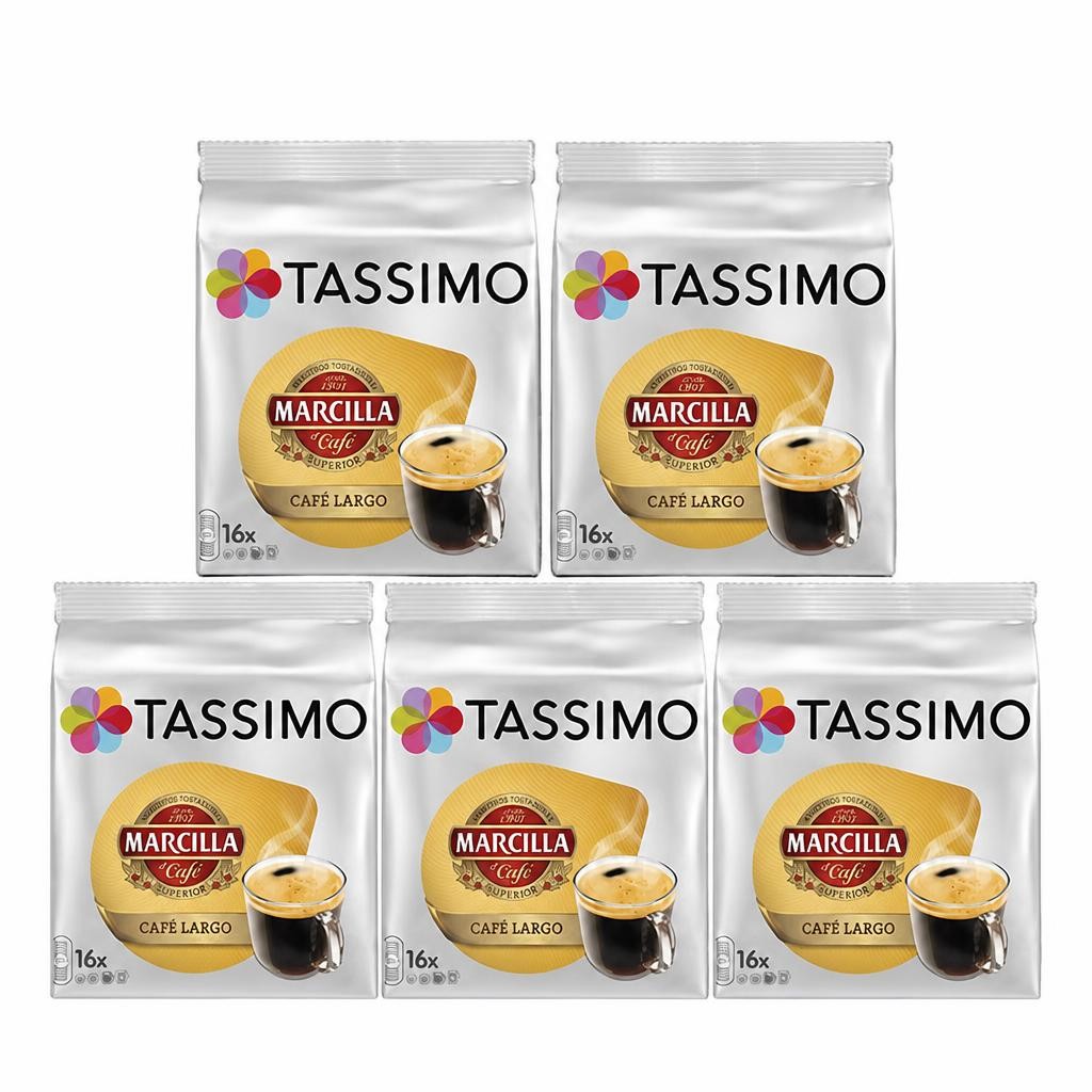 Tassimo Marcilla Cafe Largo Coffee Capsule x16 (Pack of 5, Total 80 T Discs/pods)