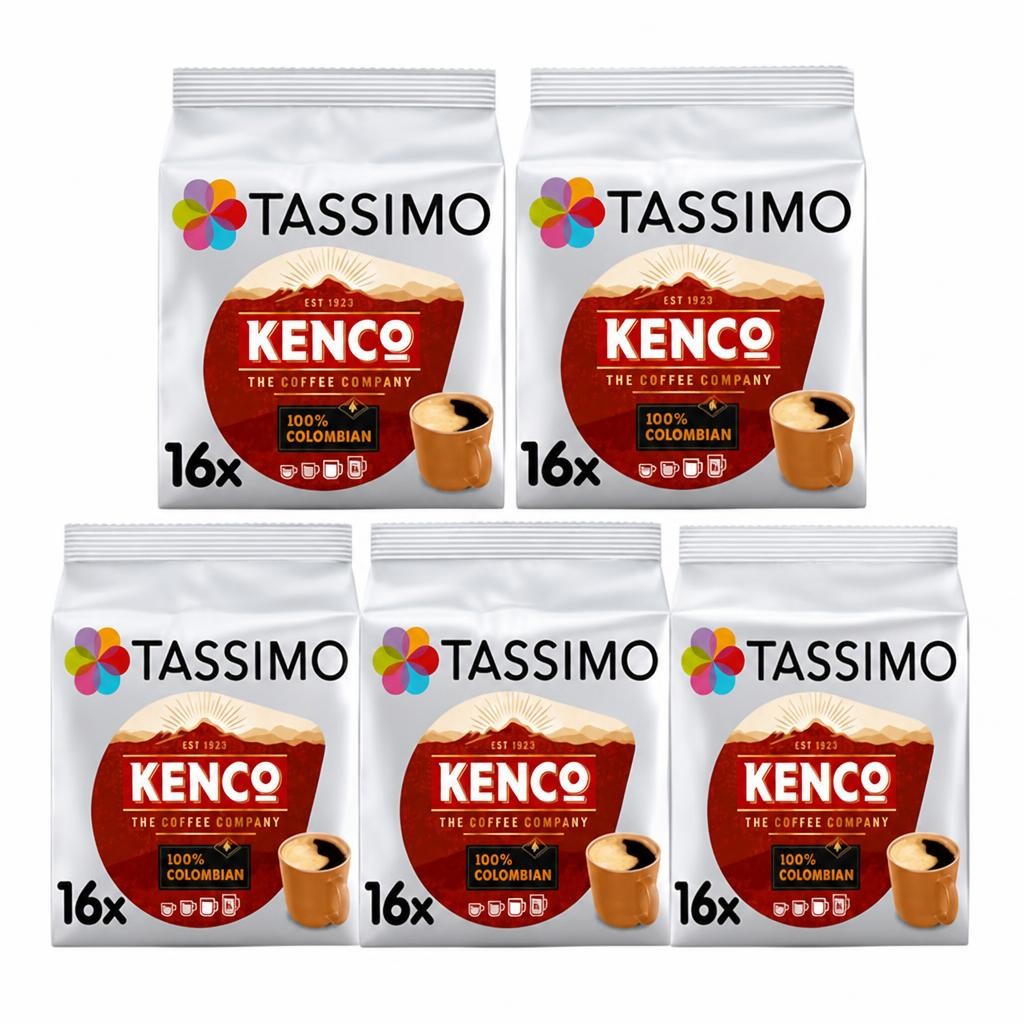 Tassimo Kenco Colombian Coffee Pods x16 (Pack of 5, Total 80 Capsules)
