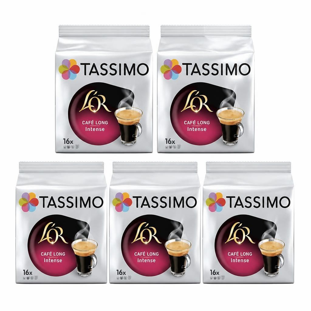 Tassimo L'OR Long Intense Coffee Pods x16 (Pack of 5, Total 80 Pods)