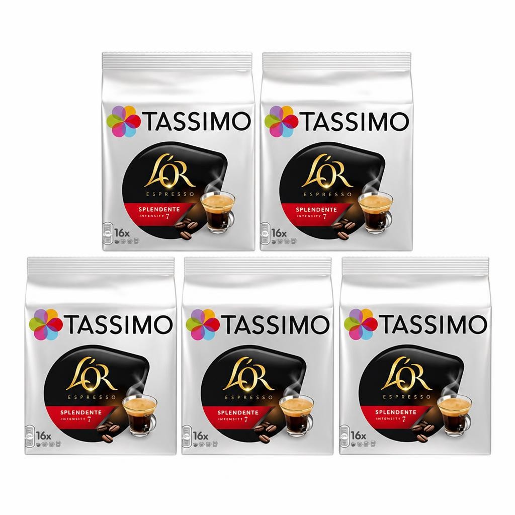 Tassimo L'OR Espresso Splendente Coffee Pods x16 (Pack of 5, Total 80 Pods)