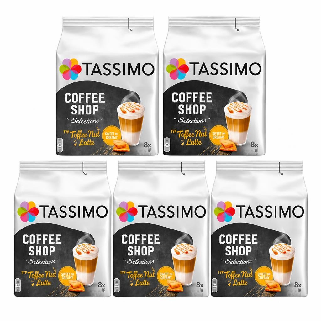 Tassimo Coffee Shop Selections Toffee Nut Latte Coffee Pods x8 (Pack of 5, Total 40 Pods)