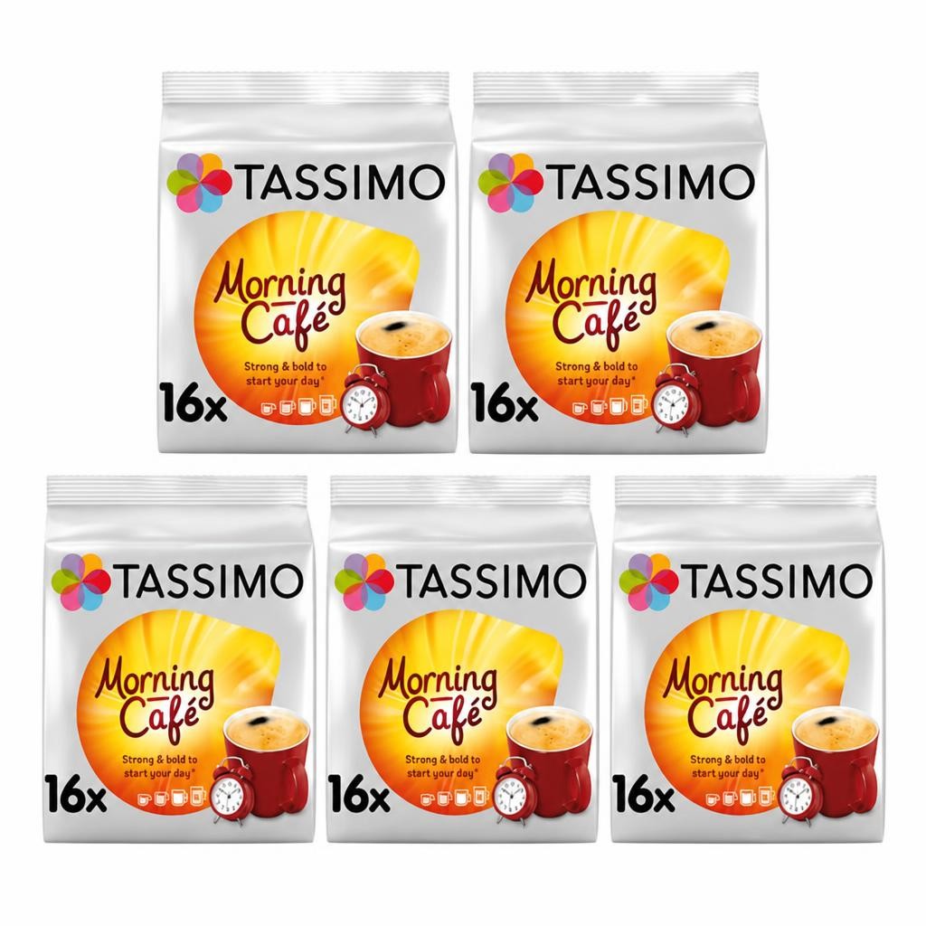 Tassimo Morning Café Coffee Pods x16 (Pack of 5, Total 80 Capsules)