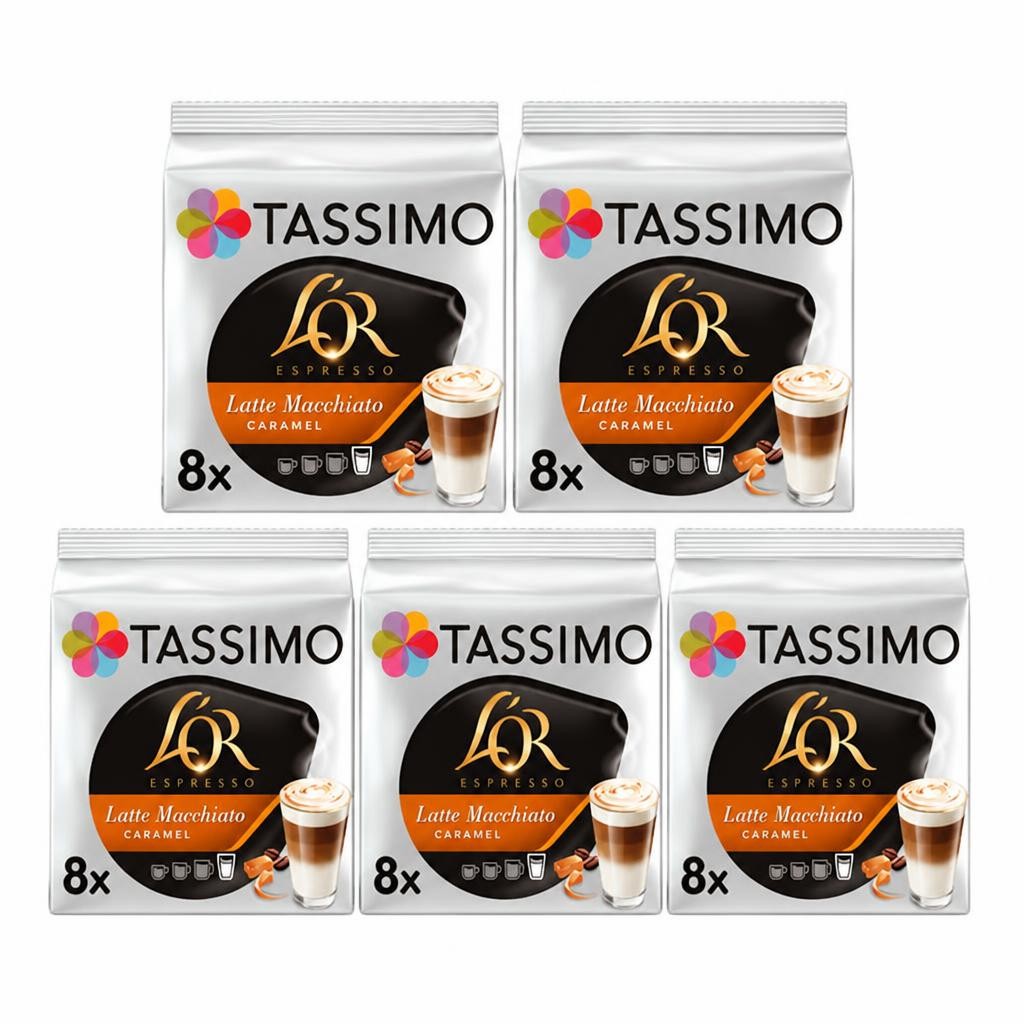 Tassimo L'OR Caramel Latte Macchiato Coffee Pods x8 (Pack of 5, Total 40 Capsules)