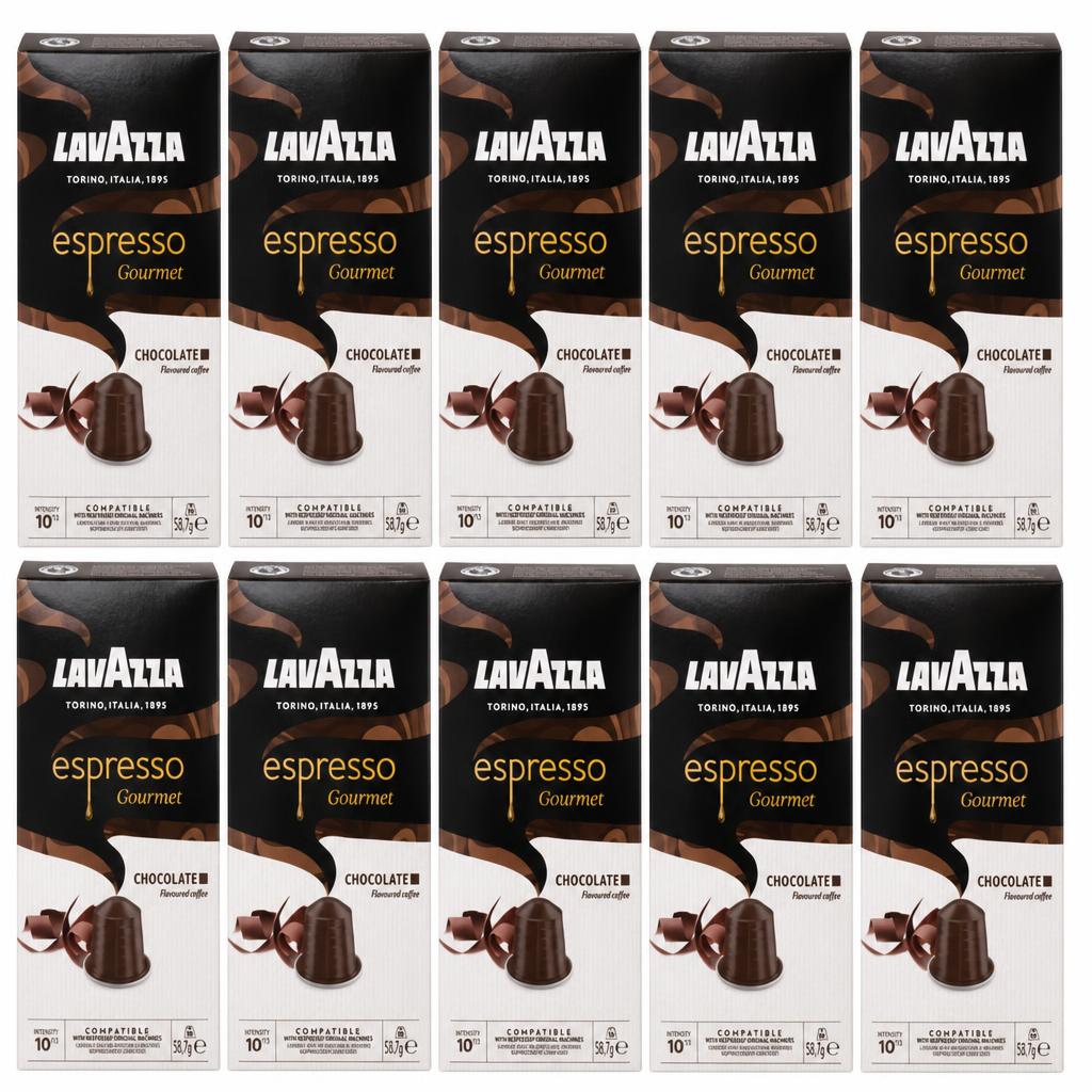 Lavazza Espresso Chocolate Aluminium Coffee Capsules Compatible with Nespresso Original Machines x10 (Pack of 10, Total 100 Pods)