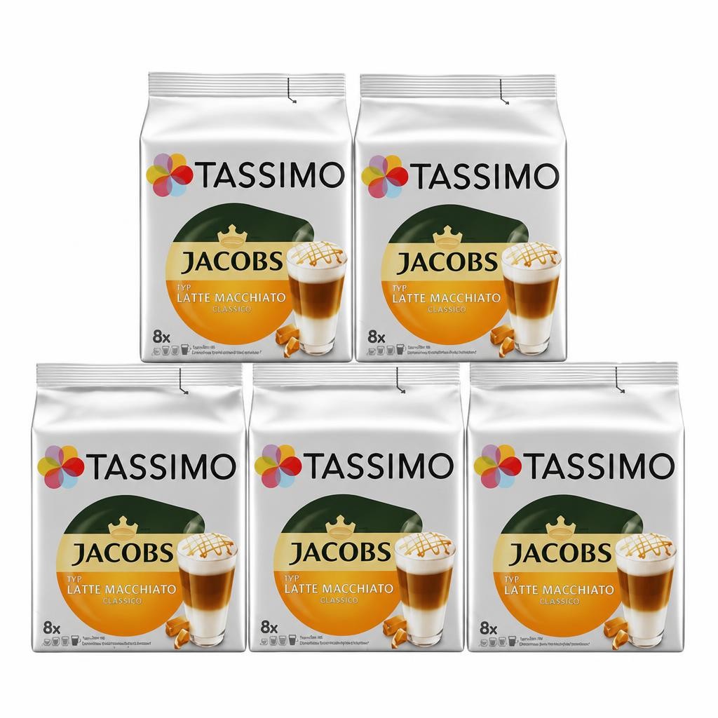 Tassimo Jacobs Latte Macchiato Caramel Coffee Capsules x8 (Pack of 5, Total 40 Pods)