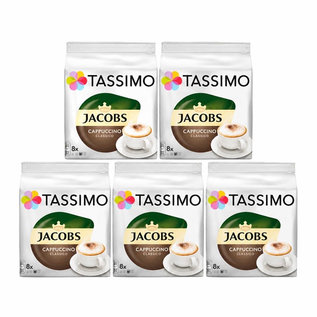 Tassimo Jacobs Cappuccino Coffee Pods x8 (Pack of 5, Total 40 Pods)