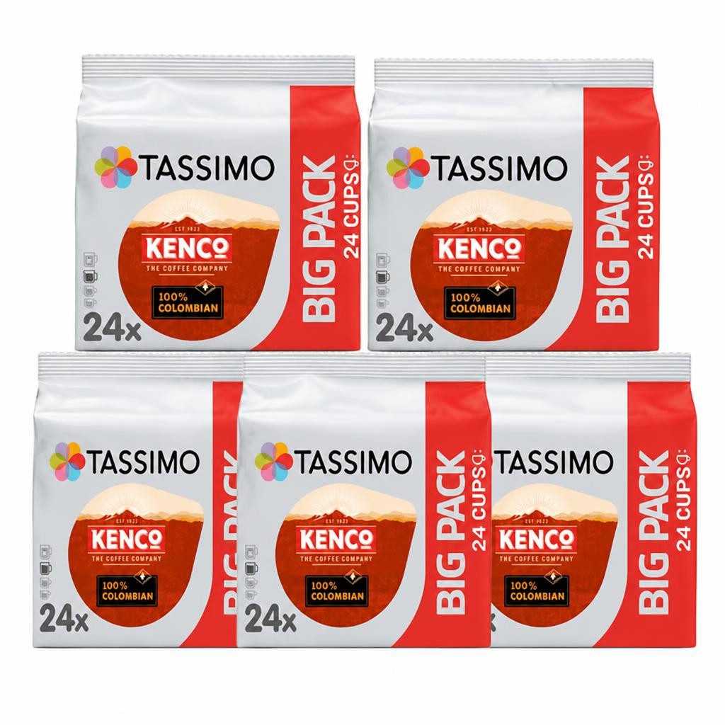 Tassimo Kenco Colombian Coffee Pods x24 (Pack of 5, Total 120 Pods)