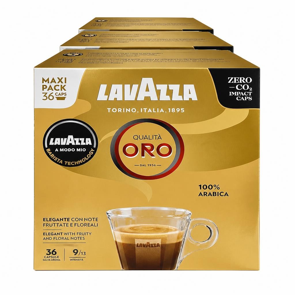 Lavazza Modo Mio Qualita Oro Coffee Capsules Maxi Pack x36 (Pack of 3, Total 108 Pods)