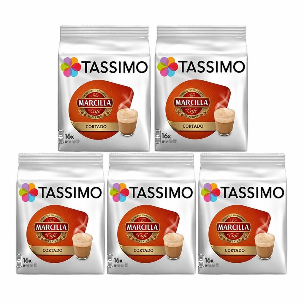 Tassimo Marcilla Cortado Coffee Capsule x16 (Pack of 5, Total 80 T Discs/pods)