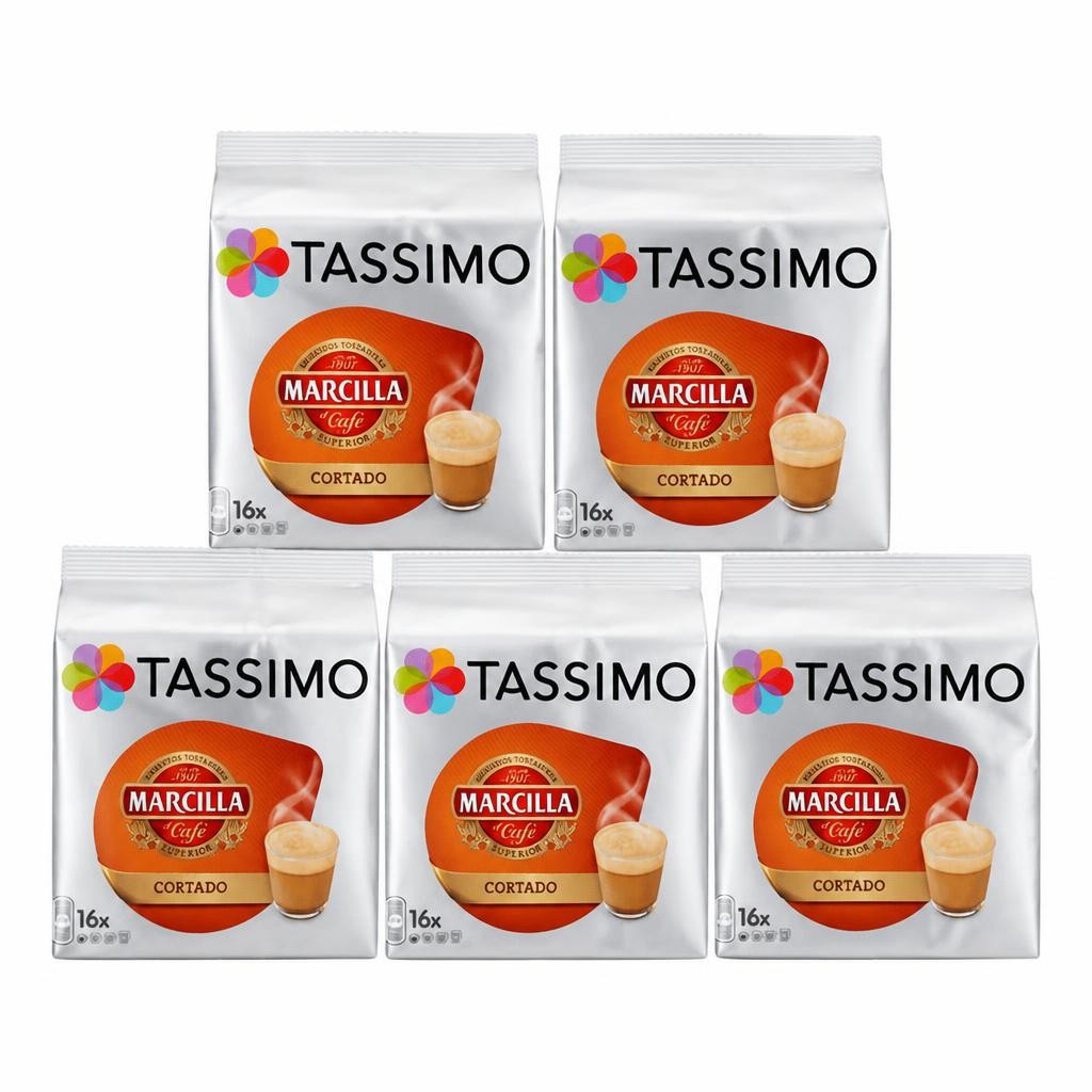 Tassimo Marcilla Cortado Coffee Capsule x16 (Pack of 5, Total 80 T Discs/pods)