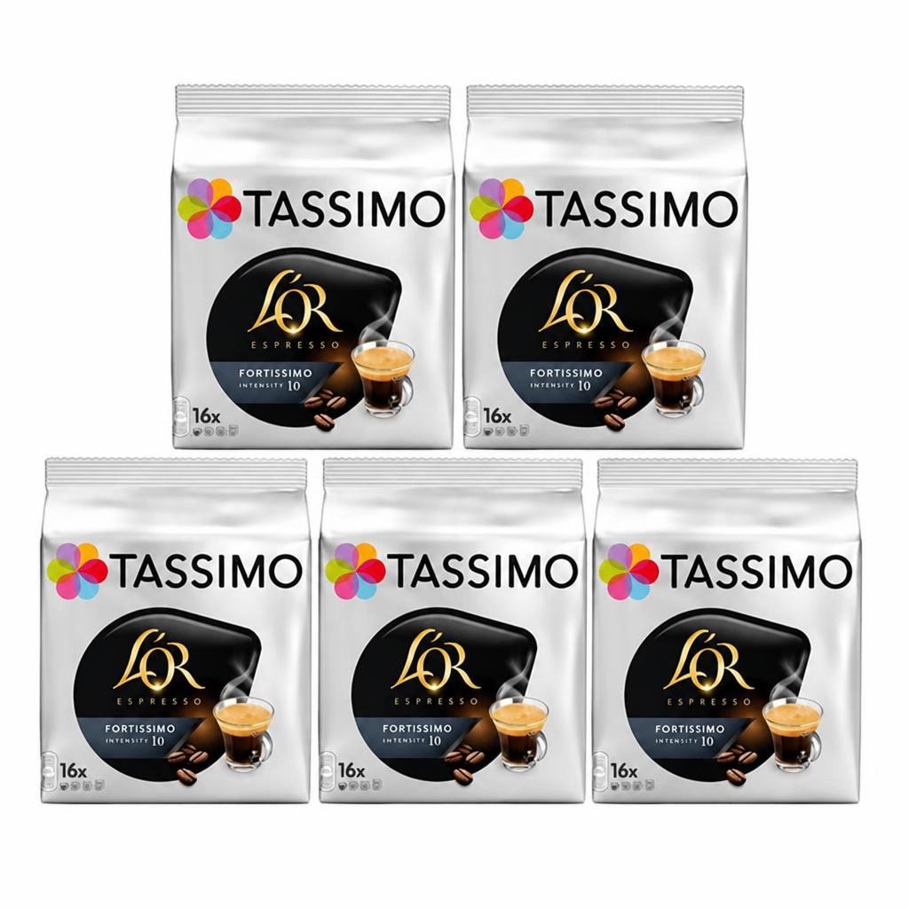 Tassimo L'OR Espresso Fortissimo Coffee Pods x16 (Pack of 5, Total 80 Pods)