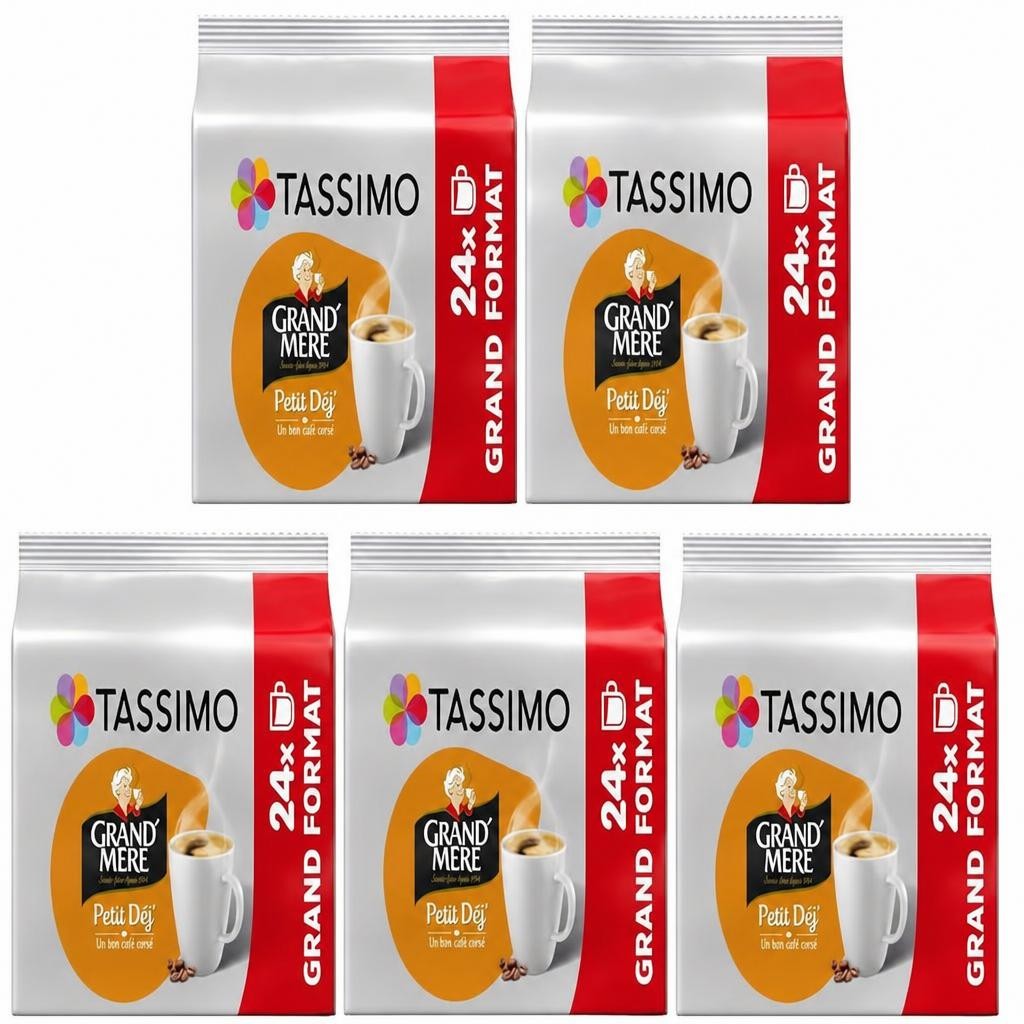 Tassimo Grand Mere Petit Dej Coffee Capsules x24 (Pack of 5, Total 120 Capsules) – Smooth Mild Breakfast Coffee T DISCs