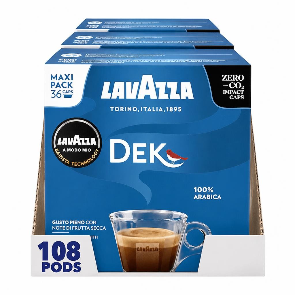 Lavazza Modo Mio DEK Coffee Capsules Maxi Pack x36 (Pack of 3, Total 108 Pods)