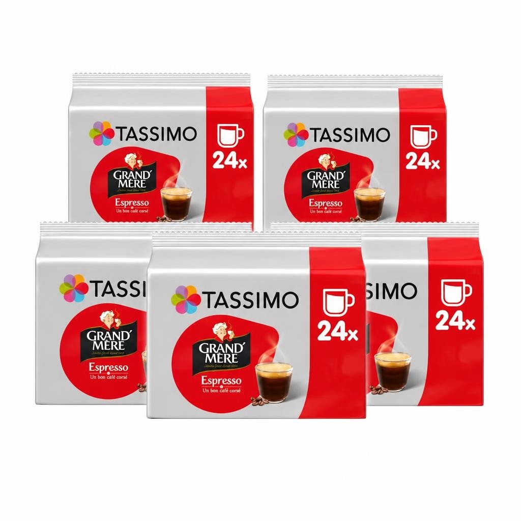 Tassimo Grand Mere Espresso Coffee Pods x24 (Pack of 5, Total 120 Capsules) - Rich French Style Espresso with Smooth Crema - T DISCs