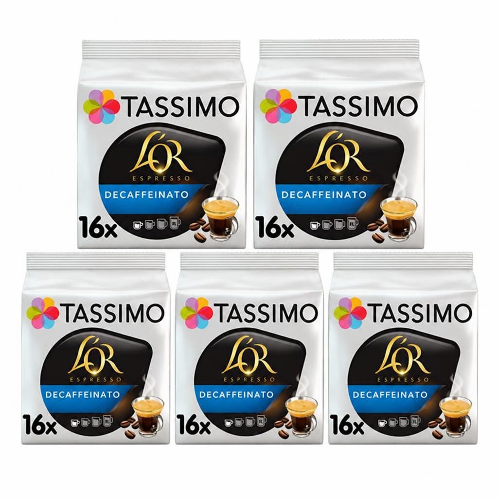 Tassimo L'OR Espresso Decaf Coffee Pods x16 (Pack of 5, Total 80 Capsules)