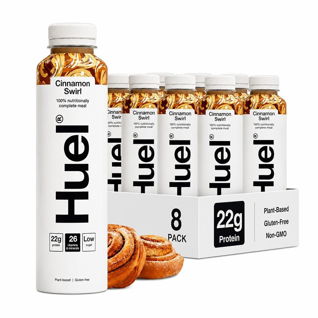 Huel Ready-to-Drink Meal, Cinnamon Swirl Protein Drink, 500ml Bottles (Pack of 8) - Protein Shakes, Pre-Portioned Meal, 20g of Protein per Bottle