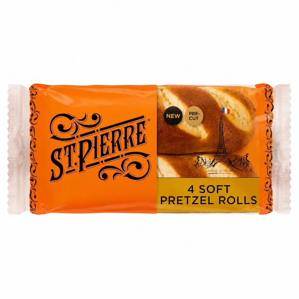 St Pierre 4 Soft Pretzel Sandwich Rolls
