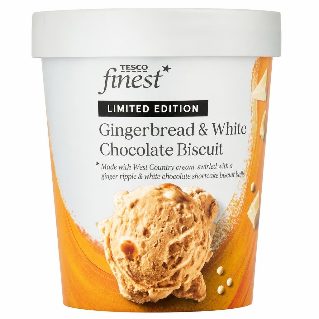 Tesco Finest Limited Edition Gingerbread and White Chocolate Ice Cream 480ml