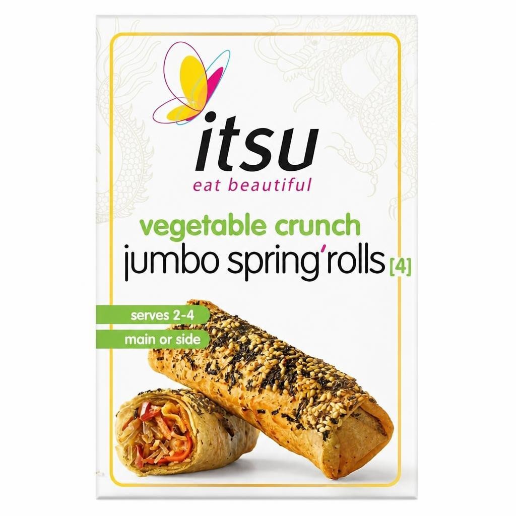 itsu 4 vegetable crunch jumbo spring rolls 300g