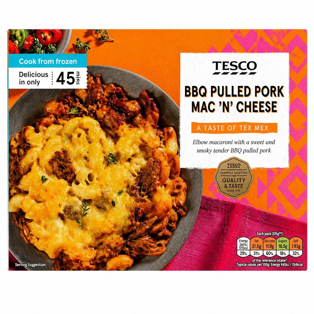Tesco BBQ Pulled Pork Mac & Cheese 400g