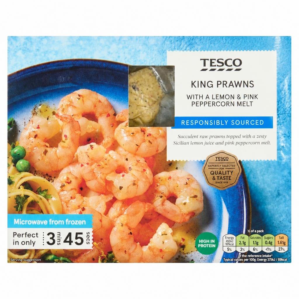 Tesco King Prawn with Lemon and Pink Peppercorn butter 240g