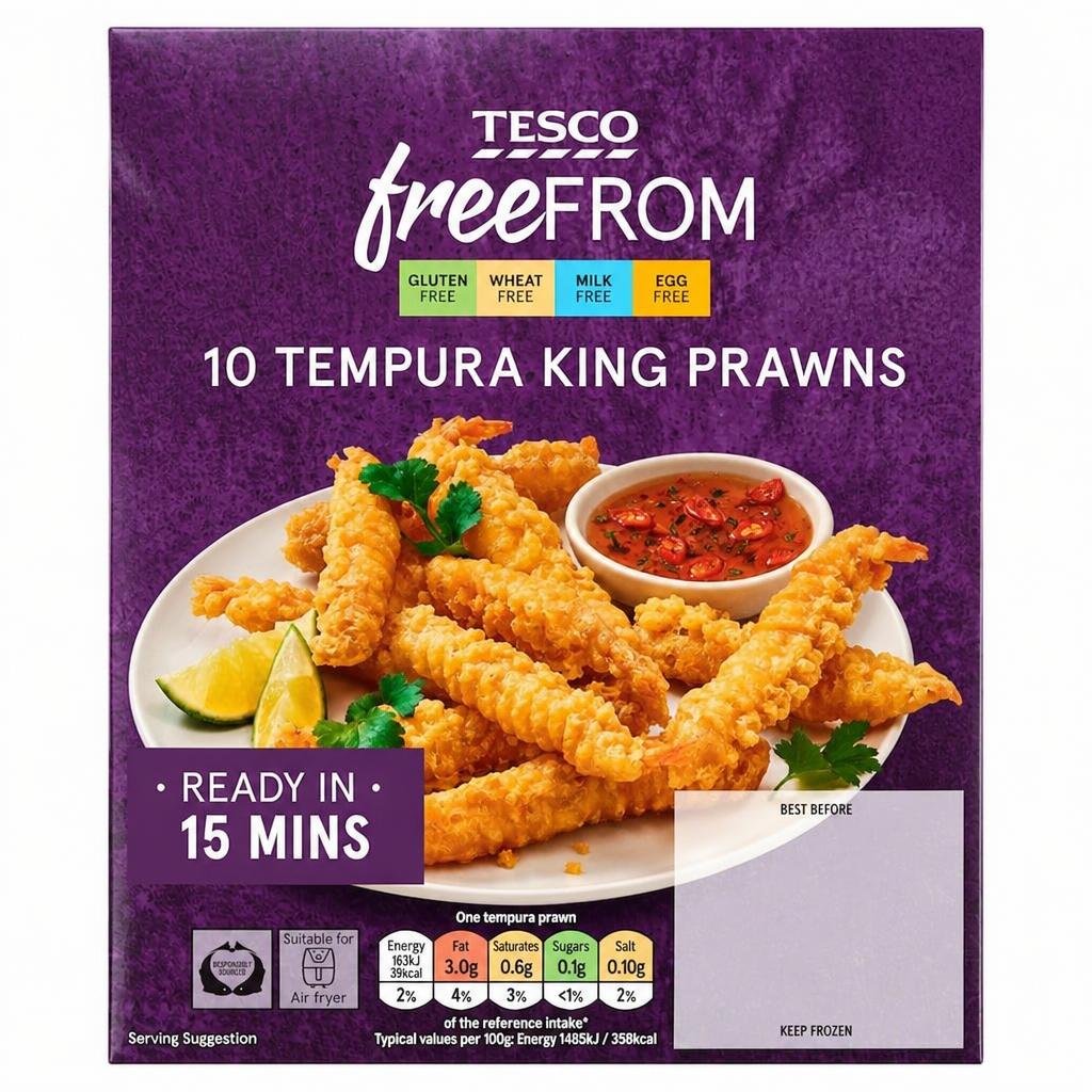 Tesco Free From 10 Tempura King Prawns 130g