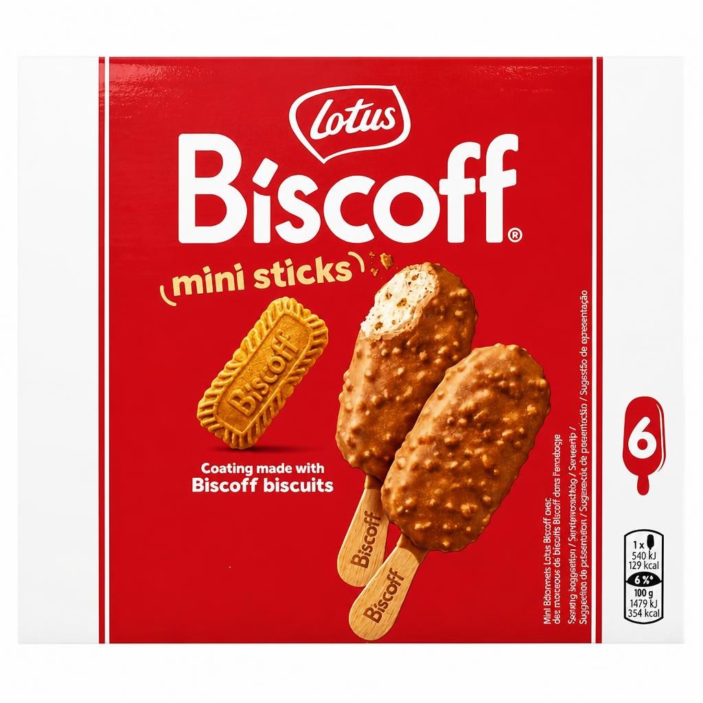 Lotus Biscoff Mini Ice Cream Sticks 6x50ml